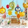 Set de Globos de Números de Dibujos Animados, Sombrero, Animal, Globo de Papel de Aluminio 3D 4D, Globo de Decoración para Fiesta