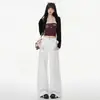 Jeans blancos de pierna ancha de cintura alta estilo americano para mujer, nueva colección primavera/otoño 2026, corte holgado, diseño adelgazante, pantalones de pierna recta