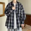 Camisa a cuadros de manga larga para jóvenes, talla grande, nueva, moderna, sencilla, con cuello mao y cuello camisero para primavera
