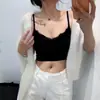 Sujetador de encaje para pestañas con escote en V y espalda bonita para mujer con copas fijas integradas, strapless push-up anti-exposición 6668