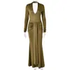 Nova Coleção de Roupas Femininas da Amazon: Estilo High-Street, Vestido Bodycon Sexy de Decote Profundo, Vestido Longo Moderno e Elegante sem Costas com Fitas