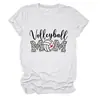 Amazon eBay sitio independiente moda casual mujer voleibol mamá estampado de leopardo cuello redondo camiseta