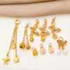 Colgante de Mariposa Chapado en Oro con Diseño de Gota de Aceite, Dijes de Vaina de Loto, Materiales para Pulsera de Cuentas Hecha a Mano DIY, Collar, Aretes