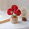 Planta de Clavel Tejida a Crochet Hecha a Mano Flor Artificial Decoración de Escritorio para el Hogar Regalo del Día de la Madre
