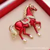 Broche de Cavalo do Zodíaco Vintage Transfronteiriço com Toque de Luxo, Broche de Moda em Liga Metálica Esmaltada para Ternos e Casacos, Personalizado para Cheongsam