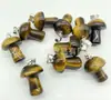 Europa y Estados Unidos venta caliente cristal natural piedra ágata 2 cm mini hongo colgante collar accesorios DIY hecho a mano