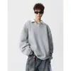 Moletom Pesado Falso Duas Peças com Gola Reversível para Homens, Colete Tendência para Casais Primavera e Outono, Versátil Top Esportivo Casual Largo High Street