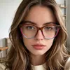 Gafas Retro Casuales Personalizadas Rain's con Bloqueo de Luz Azul y Bloques de Color para Mujer, Montura Sencilla de Cara Lisa para Miopía