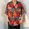 Camisa Floral de Manga Curta Roupa de Praia da Ilha de Hainan Sanya Havaí Moda Tailandesa Viagem Casal Masculino Jaqueta Fina Versátil Casual
