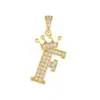 Corona de Zirconia Incrustada en Cobre Chapado en Oro Real 26 Letras Inglesas Colgante de Diamante Completo Accesorios Hechos a Mano DIY Collar Pulsera con