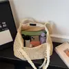 Bolso de Hombro Nuevo de Paja Lisa con Borlas, Bolso de Playa de Moda y Versátil, Bolso Tote Casual Simple de Gran Capacidad para Mujer