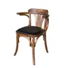 Silla de madera maciza estilo vintage para uso doméstico, silla de escritorio de ratán retro simple nórdica, silla de comedor de lujo ligero para cafetería