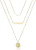Collar Europeo y Americano Transfronterizo Multicapa Apilable para Mujer Cadena para Clavícula Colgante Geométrico Redondo Dorado Joyería de Colgante de Moda Versátil con Temperamento