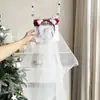 Nueva Diadema Navideña Luminosa de Astas con Lazo Copo de Nieve Tocado Ambiente de Fiesta Festiva Diadema para Foto