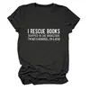 Rescato Libros Amazon Ebay Sitio Independiente Casual Simple Cómoda Camiseta de Manga Corta con Cuello Redondo para Mujer