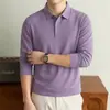 Camisa polo de manga larga para hombre, transfronteriza, otoño e invierno, camiseta con cuello antibacterial de alta elasticidad, color liso casual en stock