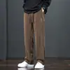 Pantalones Casuales Cómodos de Otoño para Hombre Suaves Holgados Pierna Recta Caída Hasta el Suelo Pantalones Largos Gruesos con Felpa de Invierno Otoño