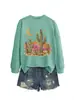 Amazon eBay Loja Independente Moda Casual Versátil Feminino Cacto Lua Estrelas Montanha Outono Inverno Moletom