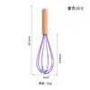 Batedor de Ovos de Silicone de Grau Alimentício com Cabo de Madeira Misturador de Ovos Manual para Assar Batedor de Ovos Manual Batedor de Creme Espumador de Leite