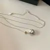 Colar de textura irregular gravada, contraste de cores dourado e prateado, nicho, alta qualidade, simples, corrente para suéter de cobre banhado a ouro, temperamento, combina com tudo