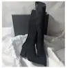 2026 Novas Botas de Outono Inverno Couro Macio Camurça Bico Fino Salto Bloco Altura do Joelho Femininas Zíper Lateral Emagrecedoras Retrô Salto Alto Elásticas