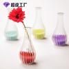 Jarrón de cristal transparente a rayas de cuello largo creativo de estilo europeo, botella de aromaterapia con flores hidropónicas, accesorios de moda para el hogar, artesanías