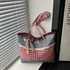 Bolsa Cruzada Casual de Cuadros Estilo Coreano Ins 2026 para Mujer, Bolso de Hombro Tote Dulce de Moño de Moda y Tendencia