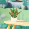 Mini Planta Verde Artificial em Vaso Cena de Casa de Bonecas Paisagem em Micro Escala Enfeites Artesanato em Resina Pequeno Bonsai Decoração de Mesa