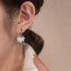925 Plata Antialérgica Diamante Completo Cierre Seguro Aretes de Perlas de Nueva Moda Aretes Temperamento Único Estudiante Diario Cabello Corto