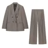 Traje de Chaqueta de Doble Botonadura Versátil con Hombreras y Pantalones de Traje Plisados Sueltos, Tendencia de Moda Europea y Americana Amazon Aliexpress