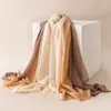 Cachecol de Lã Gradiente Fino para Primavera e Verão para Mulheres, Cachecol de Seda de Luxo Leve de Alta Qualidade, Xale Macio e Suave, Cachecol para Ambientes com Ar Condicionado, Proteção Solar