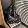 Bolso de Mano de Diseño de Nicho Dulce y Elegante Estilo Japonés, Bolso Simple para Hombro o Axila, Bolso Nuevo Plegado de Media Luna Estampado para Mujer