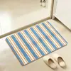 Tapete de banheiro simples listrado estilo INS, tapete antiderrapante, capacho, tapete para pés absorvente de água de secagem rápida, tapete de chão de terra de diatomáceas
