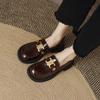 Sapatos Femininos Plus Size Tamanho 41 a 43, Mocassins de Solado Grosso, Novidade Versátil Primavera 2026 Estilo College Sapatos de Couro Planos Estilo Britânico