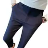 Pantalones de Traje Casual Waffled para Hombre Verano Delgados Pantalones de Traje de Negocios Corte Ajustado Tobillo Estrecho Sin Planchar Pantalones de Traje de Gama Alta