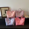Bolso de hombro individual a rayas de moda de gran capacidad para mujer, bolso de compras elegante para mujer, bolso de mano informal para dama