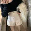 Shorts pretos para meninas gordas plus size calças largas novas de perna larga cintura alta de um botão linha A damasco casual hot pantsz de verão primavera feminino