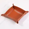 Caja de Almacenamiento de Escritorio de Cuero Nórdico Bandeja para Almacenamiento de Llaves Cosméticos Joyería Entrada Artículos Varios Hogar Mesa Plegable de Tocador