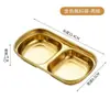 Molheira de Aço Inoxidável 304 Estilo Coreano, Prato de Condimentos Multicompartimento Dourado, Prato Quadrado Multicompartimento para Molho e Condimentos para Restaurantes e Hotéis