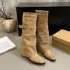 Nuevas Botas Altas de Mujer para Otoño con Punta Fina, Uso Bidireccional, Botas de Montar Ajustadas de Caña Alta Fruncidas
