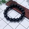Pulseira de contas pretas imitação obsidiana conta redonda vidro pulseira de círculo único masculino e feminino fileira de mão venderá exposição cênica mercado noturno fornecimento
