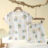 Ropa de Casa Nueva para Niños Pijama Verano Algodón Puro Conjunto de Ropa Interior Recortada Delgada Ropa Acondicionada para el Aire Conjunto de Dos Piezas para Niñas