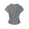 Camiseta Elegante Heyhenry de Manga Corta de Alto Gama con Escote en V para Mujer con Diseño Texturizado, Corte de Hombro Regular, Top Adelgazante para Verano