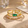 Anillo Abierto Estilo Europeo Abeja Mariposa de Circonita Colorida Chapado en Oro de 18K Ajustable para Mujer Anillo de Piedra de Color