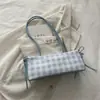 Bolso de mano versátil de alta gama a cuadros de moda para mujer, elegante bolso de hombro retro simple de moda de verano