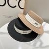 Moda Copa Plana Sombrero de Paja Transpirable Protector Solar Sombrero de Copa Tendencia para Mujer Sesión de Fotos Callejera Estilo Vacacional Sombrero de Paja Elegante Sombrero Parasol