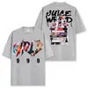 Camiseta de manga corta lavada estampada de hip-hop americano transfronterizo Juice wrld Cuello redondo holgada casual Sudadera con capucha para hombre