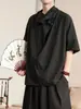 Camiseta T-shirt de estilo chino, holgada, cuello alto apilado, manga corta, nicho, para hombre, verano, manga tres cuartos, ligera
