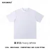 Camiseta de algodón puro de doble hilo de peso pesado de 260 g con hombros caídos, corte holgado, cuello redondo, top casual de manga corta de color liso, chaleco simple de manga corta