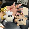 Lindo Colgante Llavero de Coche de Briquetas de Piel Sintética de Conejo Rex Muñeco de Peluche Popular Exquisito Colgante para Mochila Escolar Regalo